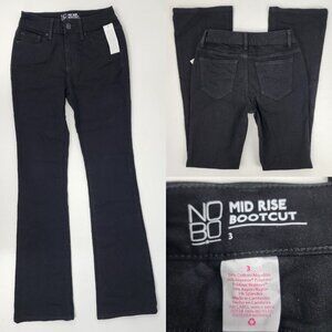 New No Boundaries Juniors sz 3 24x31 Mid Rise Bootcut Black Stretch Denim Jeans